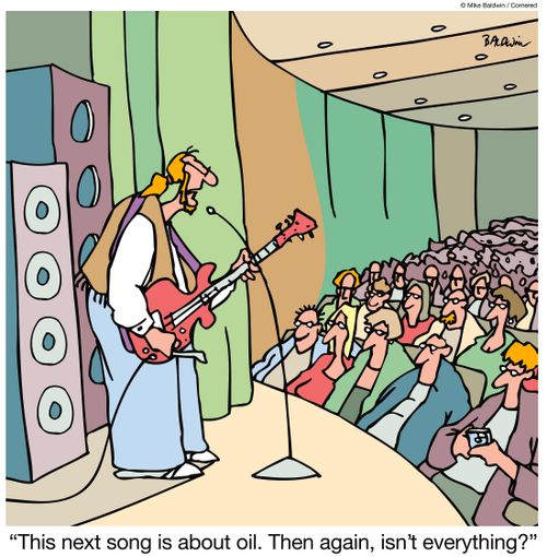 'This next song is about oil. Then again, isn't everything?'