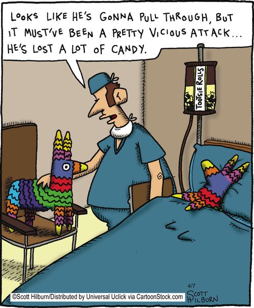 It was a pretty vicious attack. He's lost a lot of candy.