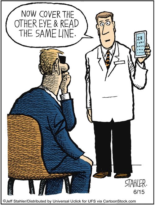 'Now cover the other eye & read the same line.'