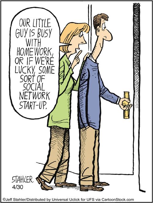 'Our little guy is busy with homework, or if we're lucky, some sort of social network start-up.'