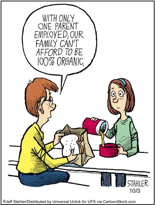 'With only one parent employed, our family can't afford to be 100% organic.'