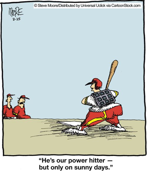 'He's our power hitter - but only on sunny days.'