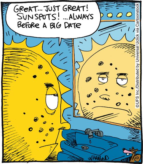 'Great - just great! Sunspots! Always before a big date.'