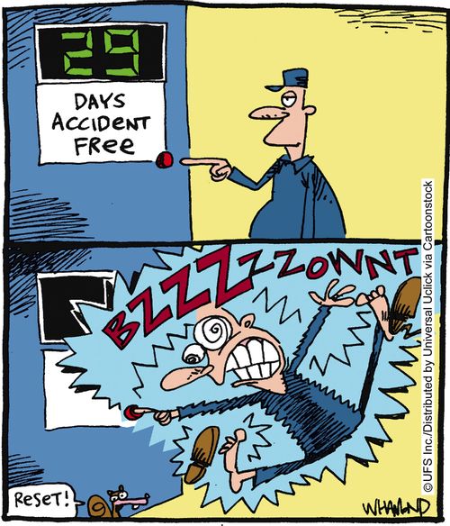 Accident free button gives an electric shock.