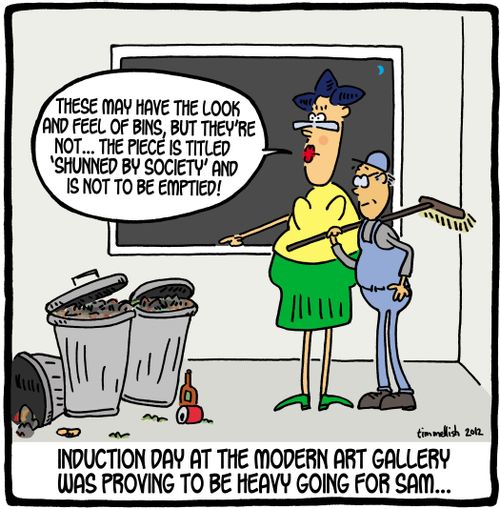 Induction day at the modern art gallery was proving to be heavy going for Sam. . .