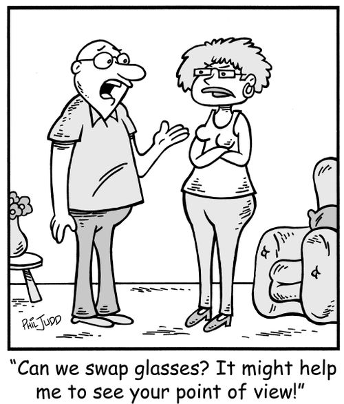 'Can we swap glasses? It might help me see your point of view!'