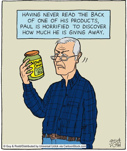 Having never read the back of one of his products, Paul is horrified to discover how much he is giving away.