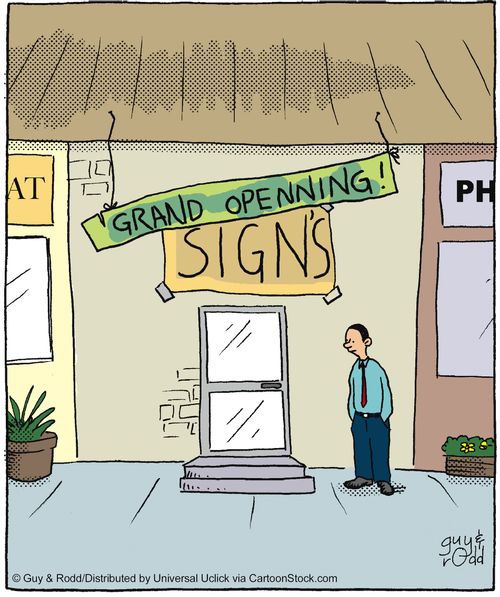 The grand opening of an unconvincing shop.