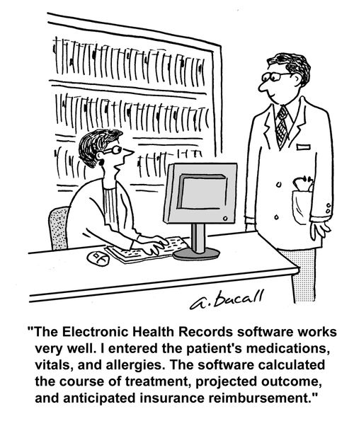 'The Electronic Health Records software works very well. I entered the patient's medications, vitals, and allergies. The software calculated the course of treatment, projected outcome, and anticipate insurance reimbursement.'