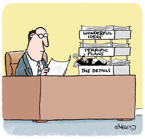 The devil is in desk bin titled 'The Details'