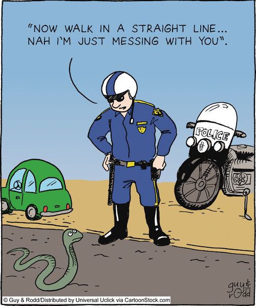 'Now walk in a straight line... nah I'm just messing with you.'