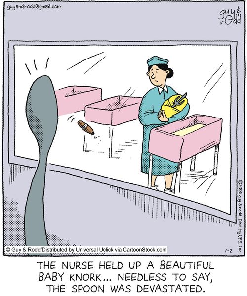 The nurse held up a beautiful baby knork... needless to say, the spoon was devastated.'