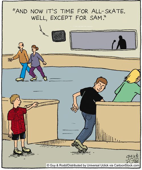 'And now it's time for all-skate. Well, except for Sam.'