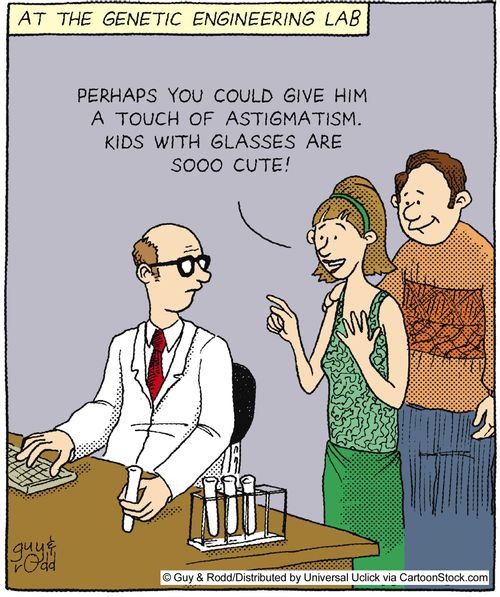 'Perhaps you could give him a touch of astigmatism, kids with glasses are sooo cute!'