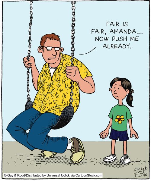 'Fair is fair, Amanda. Now push me already.'