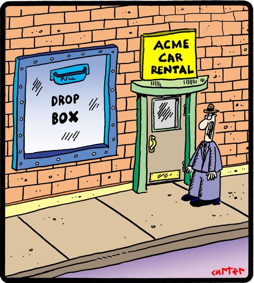 Car rental drop box.
