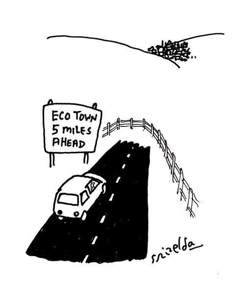 Eco Town 5 miles ahead.