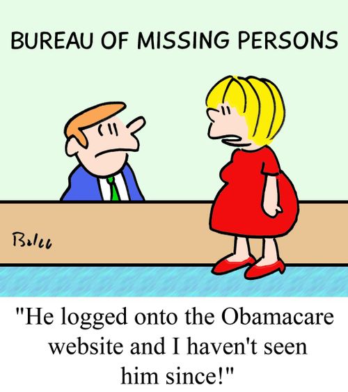 'He logged onto the Obamacare website and I haven't seen him since.'
