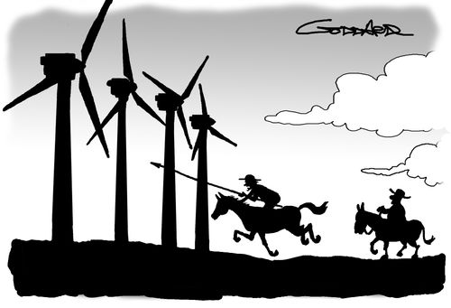 Don Quixote attacks wind farm