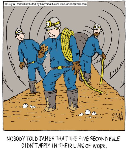 Nobody told James that the five second rule didn't apply in their line of work,