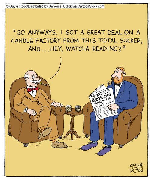 'So anyways, I got a great deal on a candle factory from this total sucker and,,, hey, watcha reading'