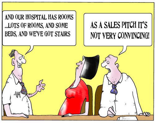 'And out hospital has rooms...lots of rooms, and some beds, and we've got stairs.'