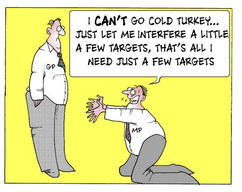 'I can't go cold turkey...just let me interfere a little. A few targets, that's all I need just a few targets.'
