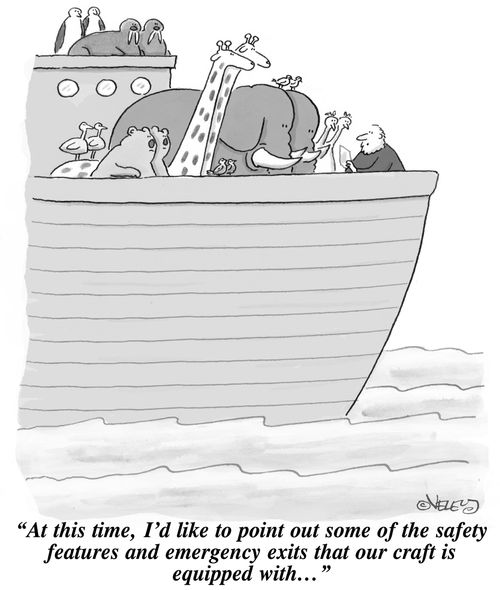 'At this time, I'd like to point out some of the safety features and emergency exits that our craft is equipped with...'