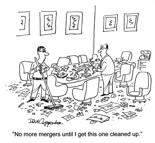 'No more mergers until I get this one cleaned up.'