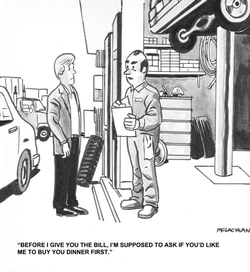 'Before I give you the bill, I'm supposed to ask if you'd like me to buy you dinner first.'