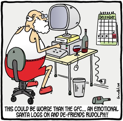 This could be worse than the GFC...an emotional Santa logs on and de-friends Rudolph.'