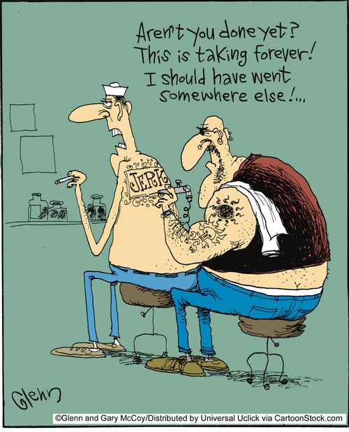 'Aren't you done yet? This is taking forever! I should have went somewhere else!...'