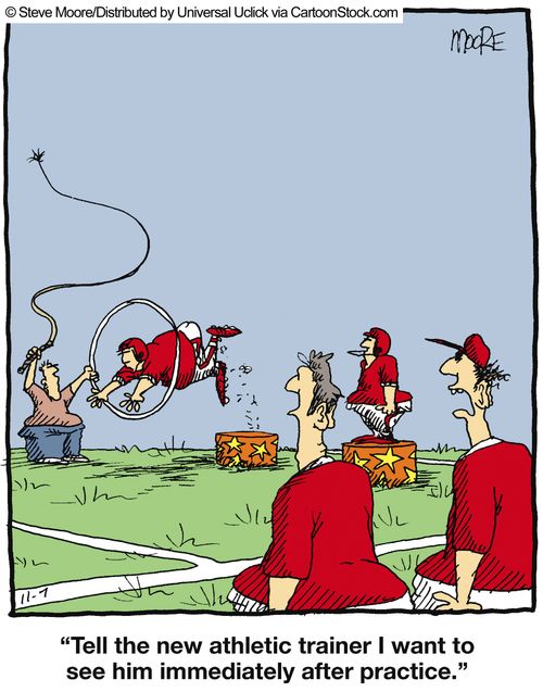 'tell the new athletic trainer I want to see him immediately after practice.'