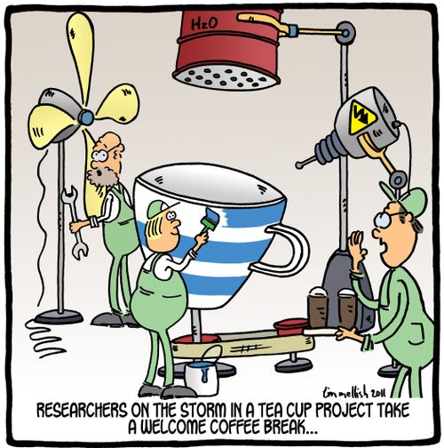 Researchers on the storm in a tea cup project take a welcome coffee break,,,