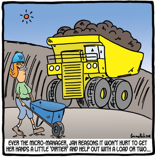 Even the micro manager, Jan reasons it won't hurt to get hers hands a little 'dirtier' and help out with a load or two...'