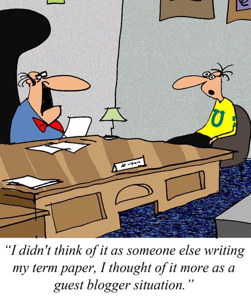 'I didn't think of it as someone else writing my term paper, I thought of it more as a guest blogger situation.'