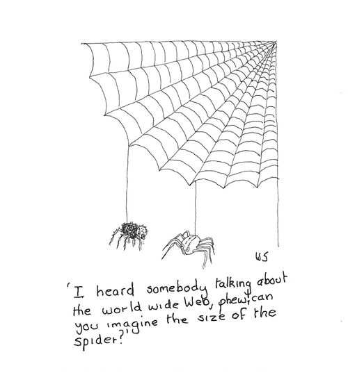 'I heard somebody talking about the world wide web, phew! Can you imagine the size of the spider?'