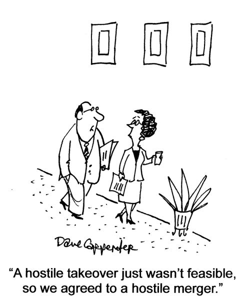 'A hostile takeover just wasn't feasible, so we agreed to a hostile merger.'