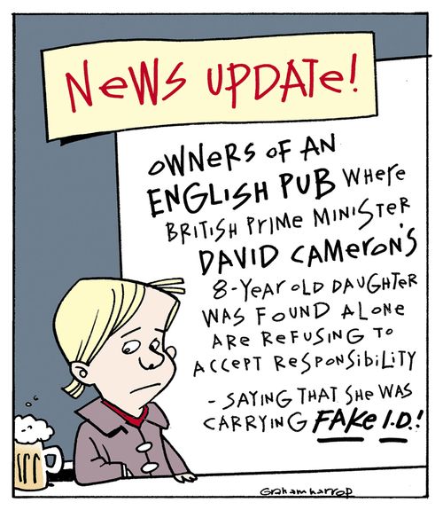 David Cameron's daughter left in pub: '. . .She was carrying fake I.D.!'