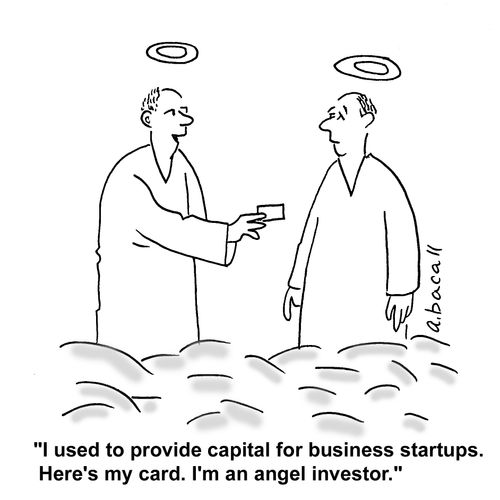 'I used to provide capital for business startups. Here's my card. I'm an angel investor.'