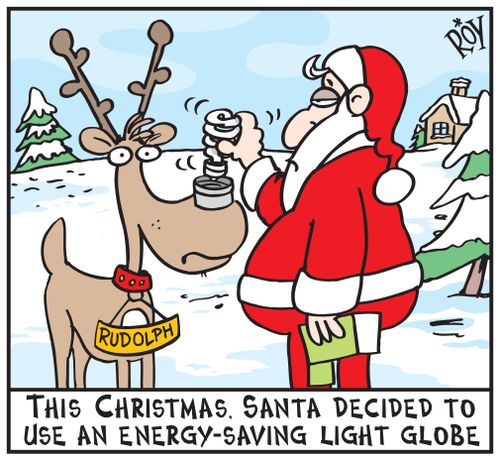 This Christmas, Santa decided to use an energy saving light globe.