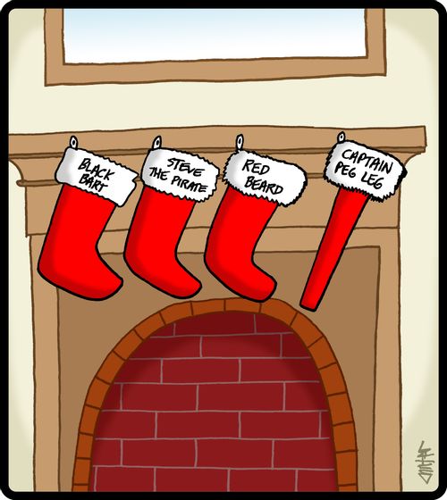 Pirate peg leg Christmas stocking.