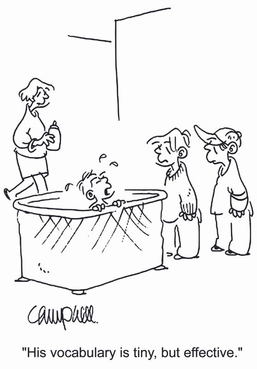 'His vocabulary is tiny, but effective.'