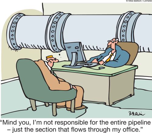 'Mind you, I'm not responsible for the entire pipeline ?' just the section that flows through my office.'