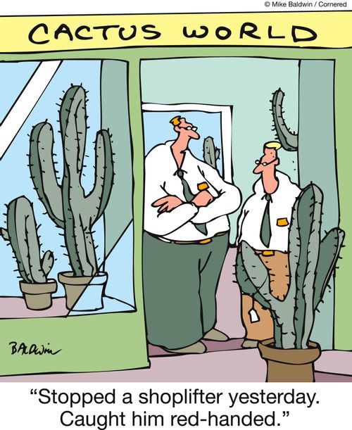  'Stopped a shoplifter today. Caught him red-handed.'