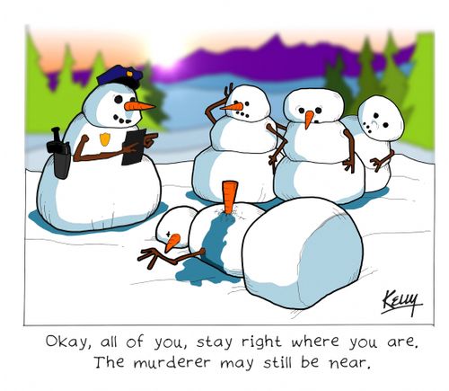 'Okay, all of you, stay right where you are. The murderer may still be near.'