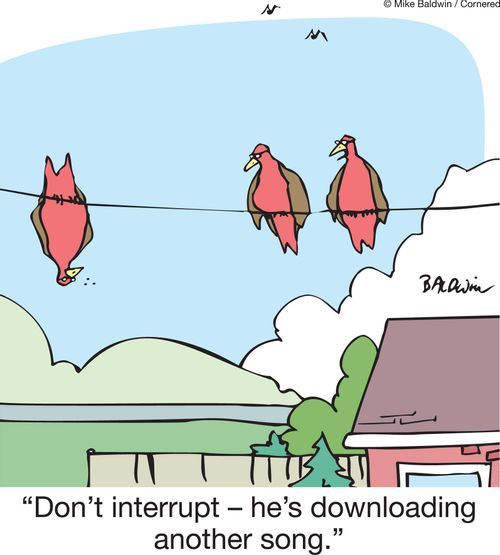 'Don't interrupt - he's downloading another song.'