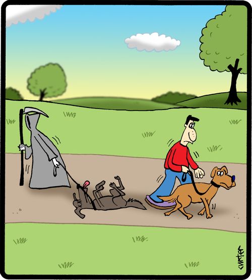 Death as a dog walker.