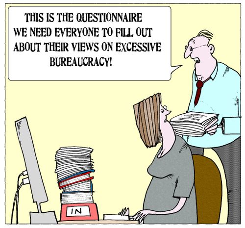 'This is the questionnaire we need everyone to fill out about their views on excessive bureaucracy.'