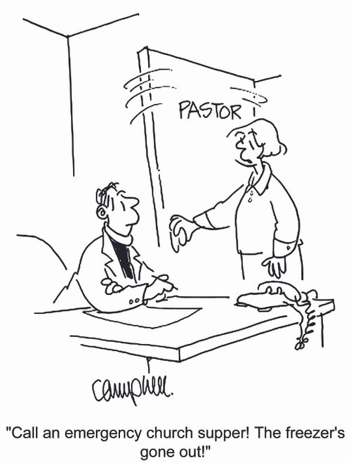 'Call an emergency church supper! The freezer's gone out!'